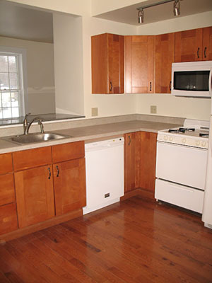 Kitchen with pass through to livingroom